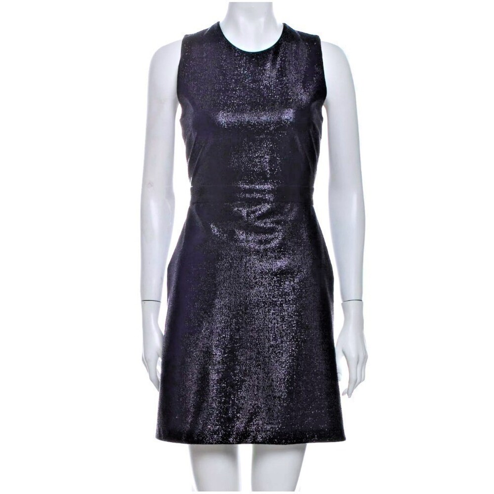 MSGM Metallic Glitter A-Line Dress Midnight Blue IT 38 US 2 Cocktail Holiday